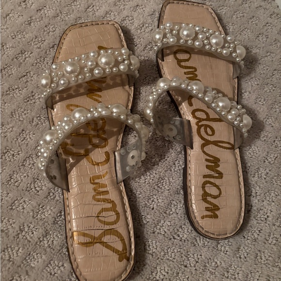 Sam Edelman Shoes - Sam Edelman Pearl Adorned Cream Sandals